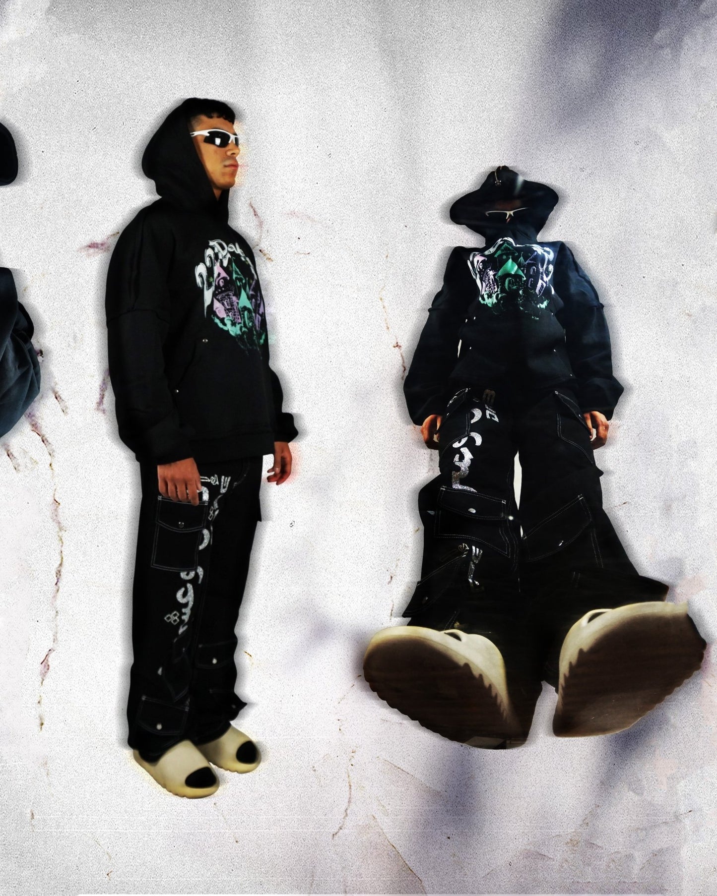 22DABE22® black hoodie with 'Castle' graphic – men's streetwear hoodie, bold urban fashion outerwear