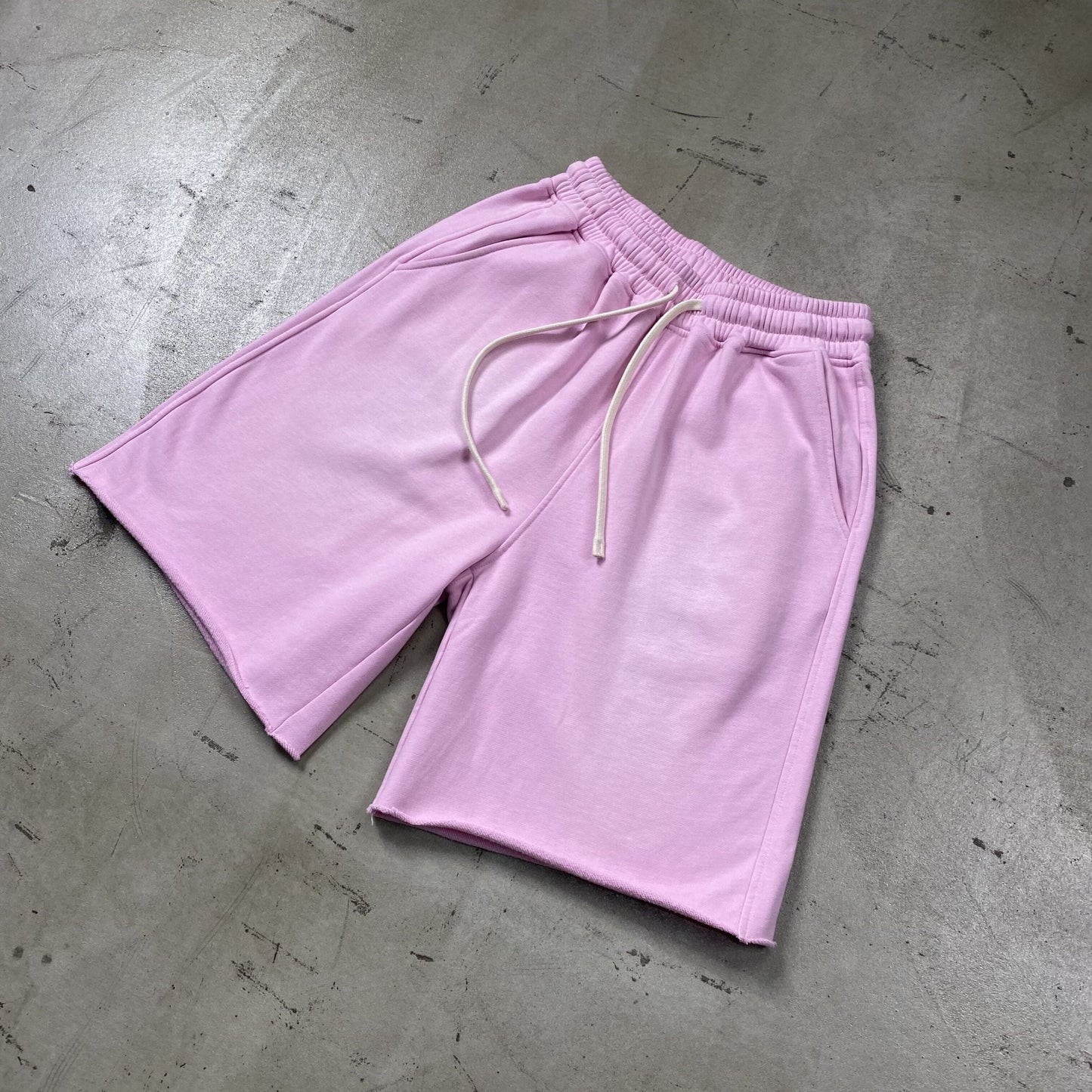 Premium Washed Basic Pink Shorts by 22DABE22® – Comfortable streetwear shorts with a soft pink hue for casual style