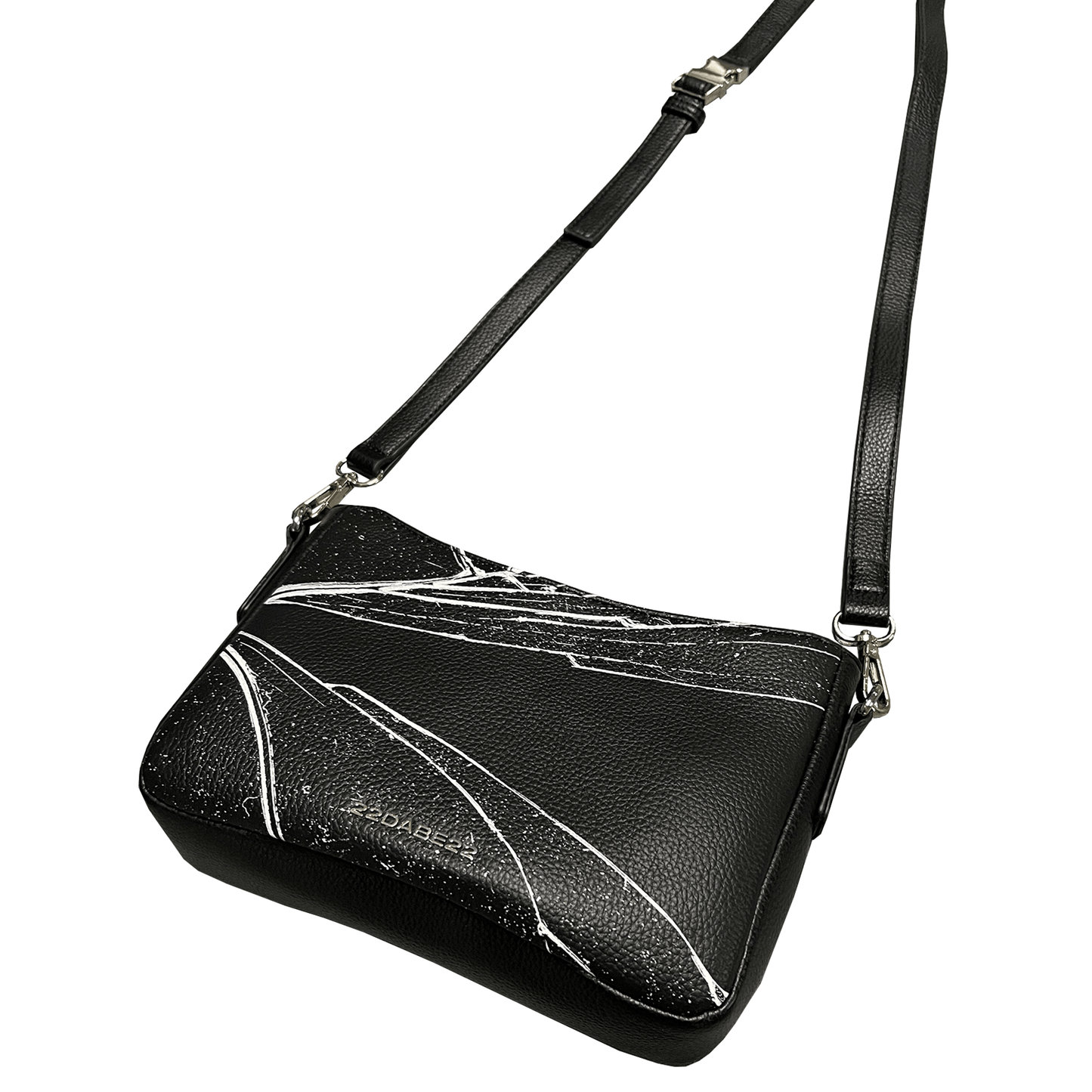 22DABE22® shoulder bag with broken glass design –streetwear crossbody bag for men and women, stylish and functional accessory