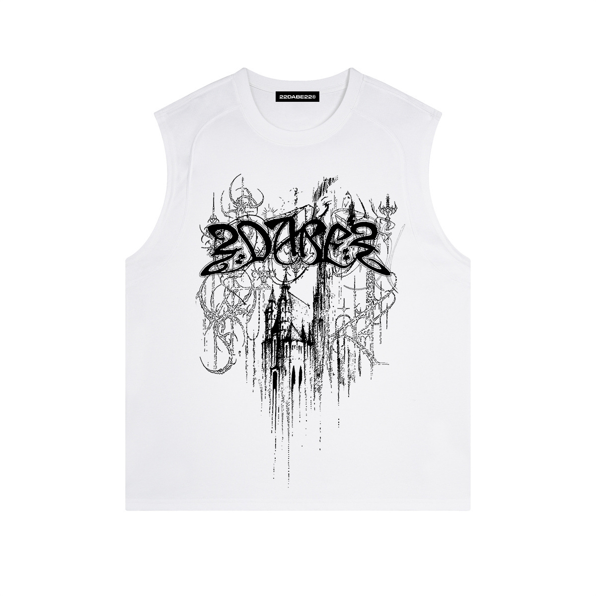 Castle Graphic Tanktop White by 22DABE22® – Bold streetwear design for clean, modern urban style