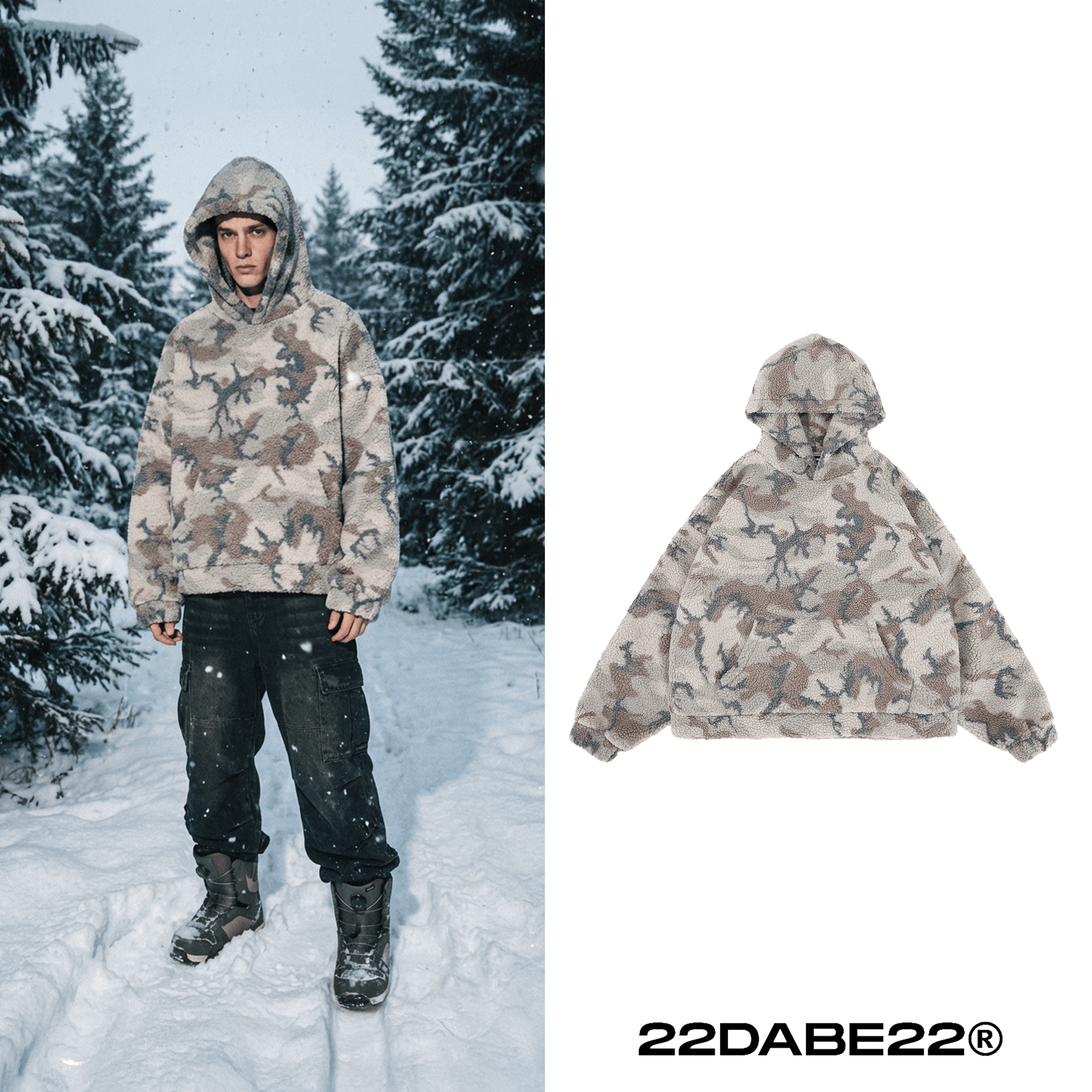 22DABE22 Camo Fleece Hoodie - 22DABE22®