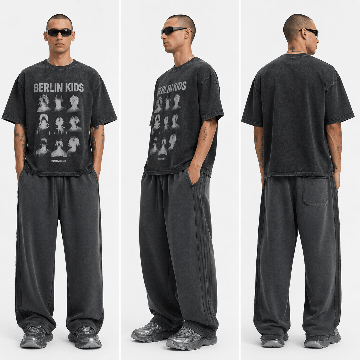Berlin Kids Washed T-Shirt – Dark Grey - 22DABE22®