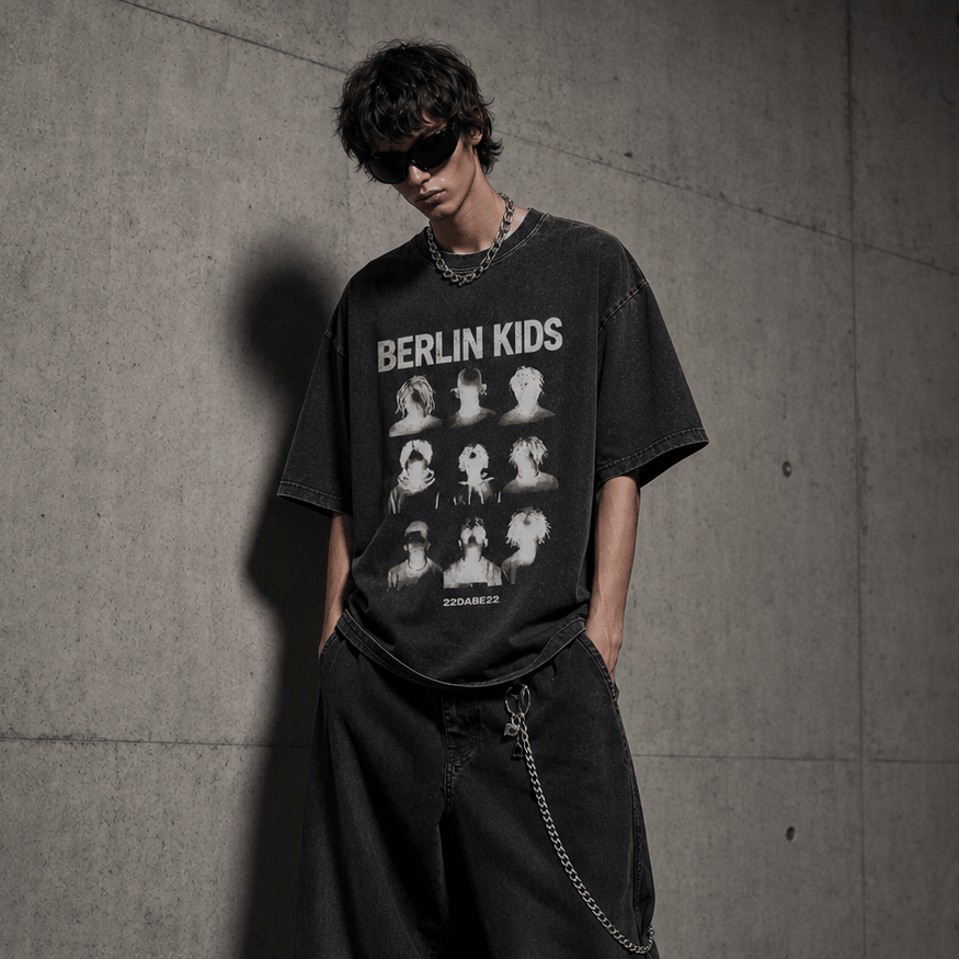 Berlin Kids Washed T-Shirt – Dark Grey - 22DABE22®