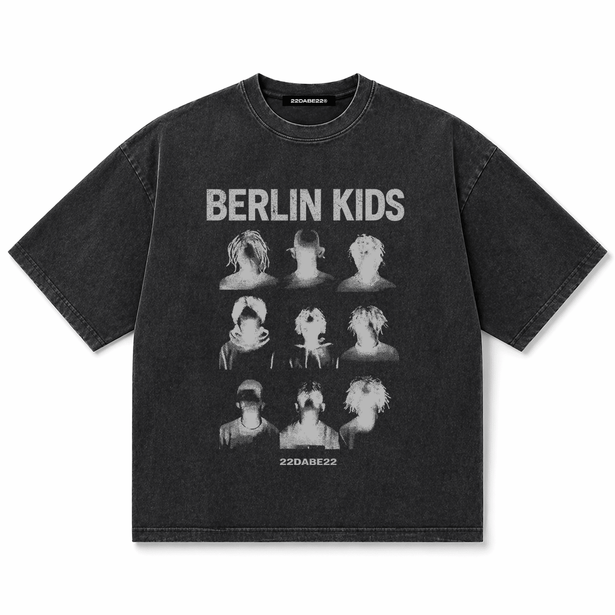 Berlin Kids Washed T-Shirt – Dark Grey - 22DABE22®