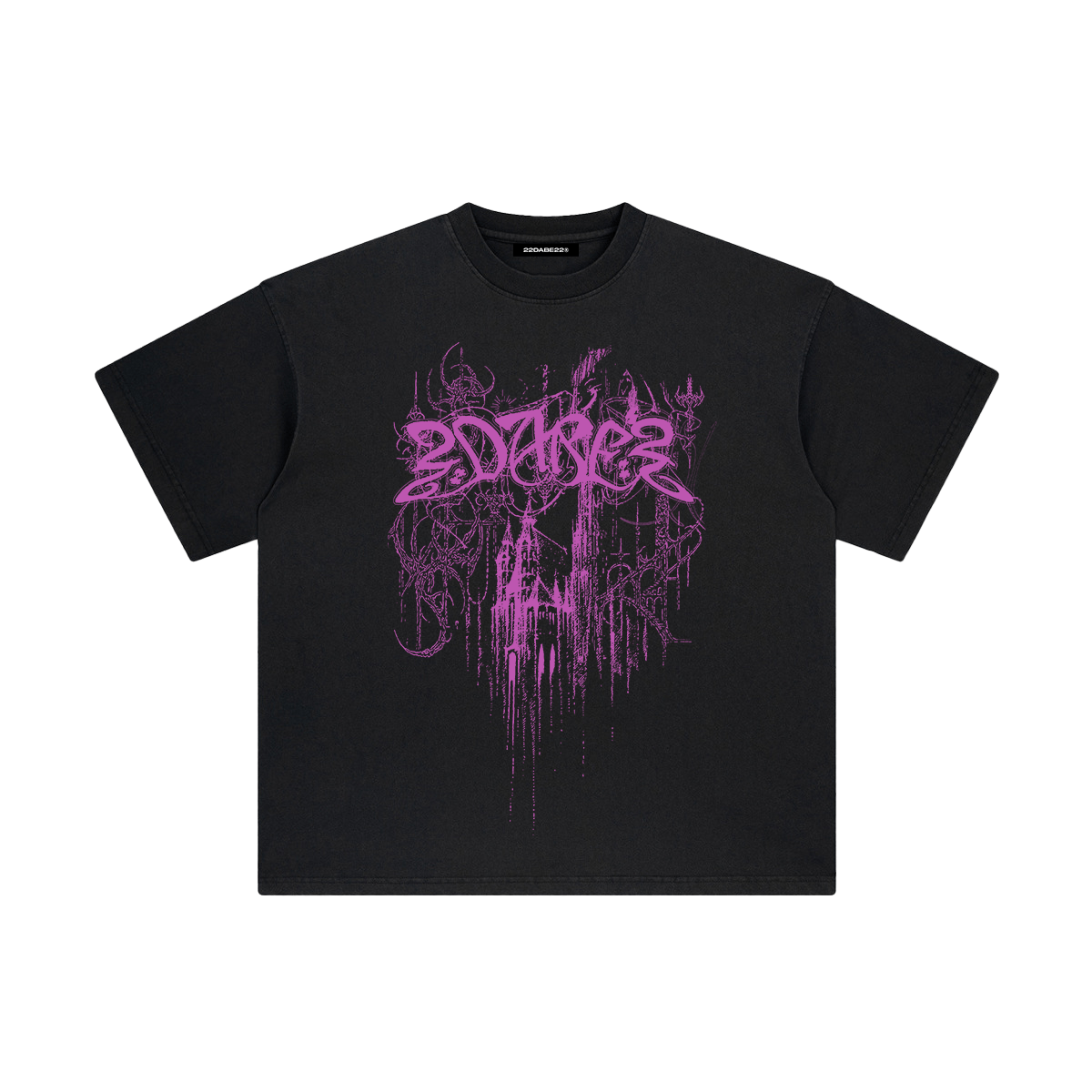 Black / Magenta Castle T-Shirt by 22DABE22® - 22DABE22®