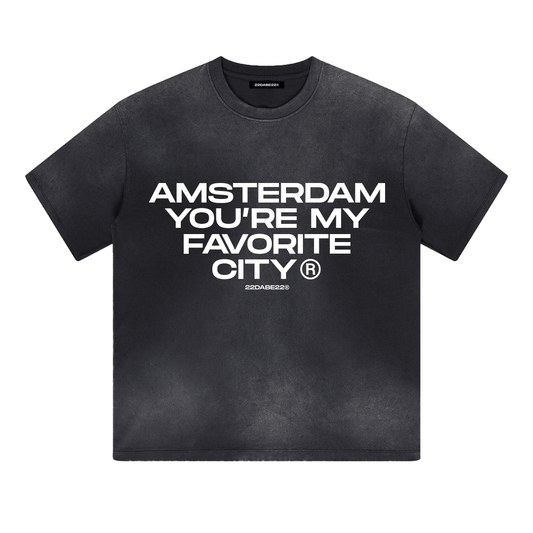 Black Washed ''Amsterdam'' T-Shirt by 22DABE22® - 22DABE22®