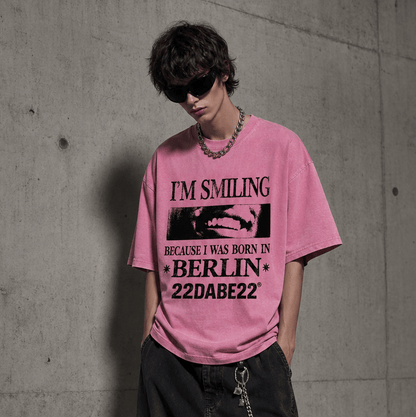 Born in Berlin Smiling T-Shirt – Washed Pink - 22DABE22®