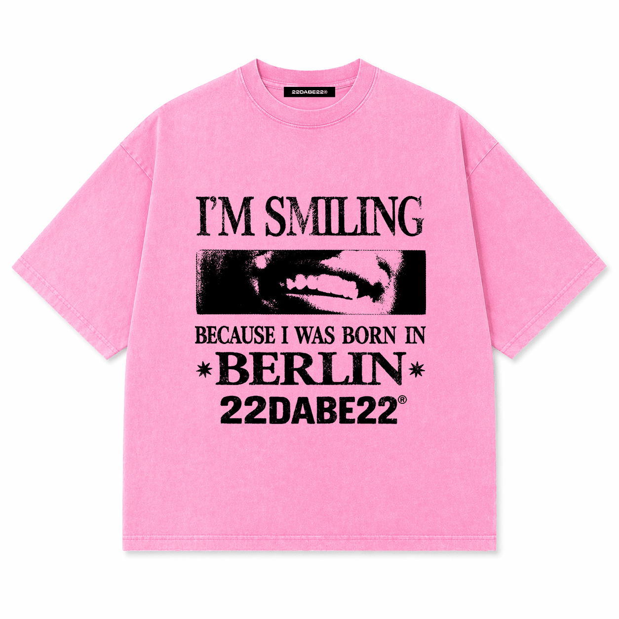 Born in Berlin Smiling T-Shirt – Washed Pink - 22DABE22®
