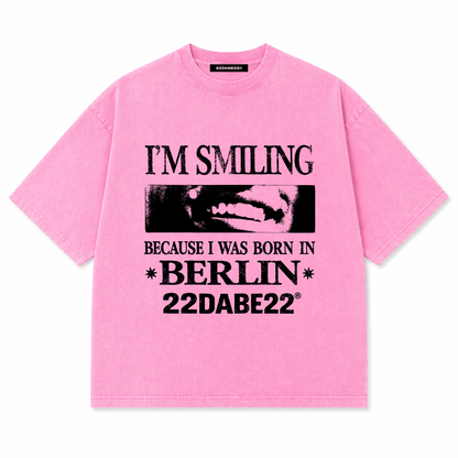 Born in Berlin Smiling T-Shirt – Washed Pink - 22DABE22®