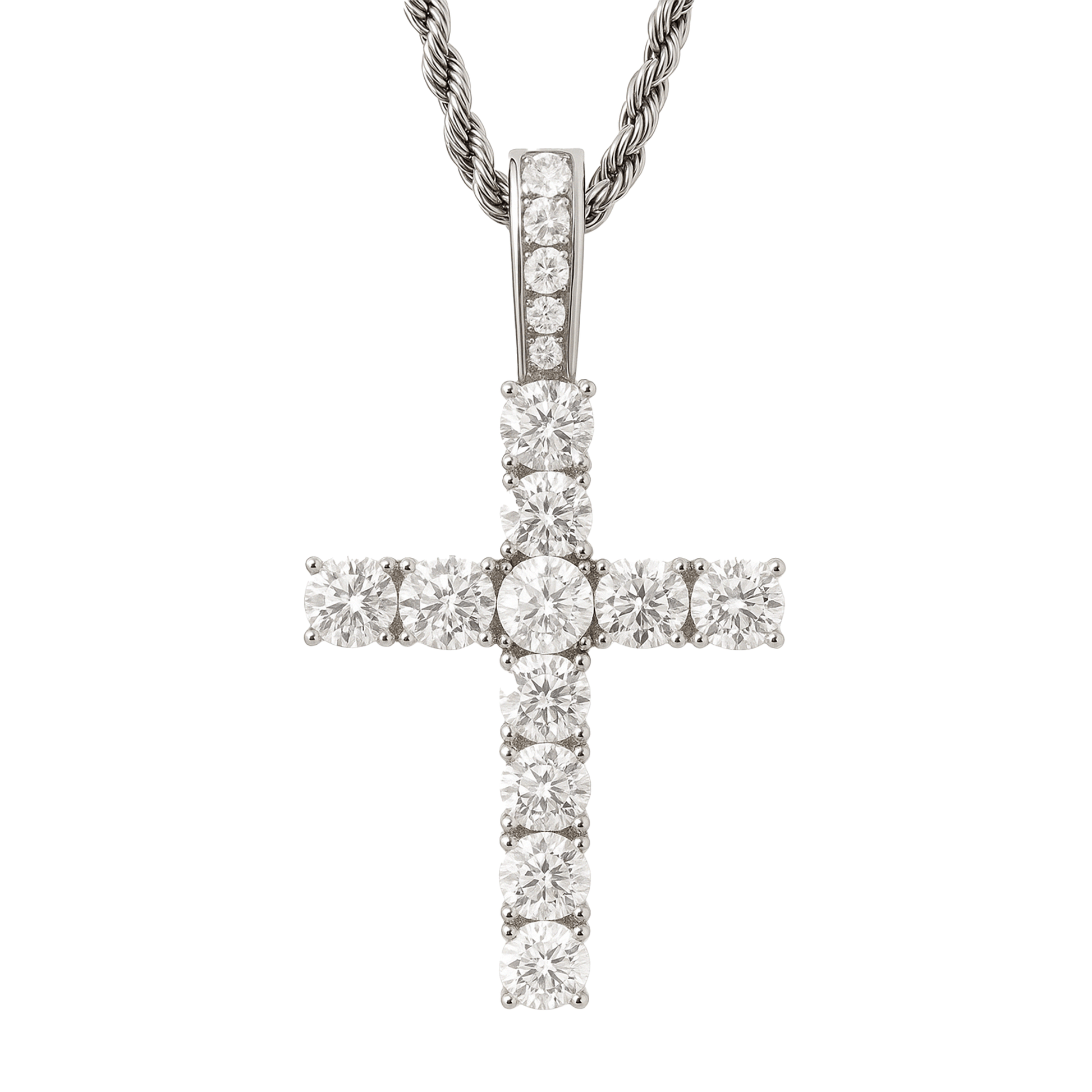 Silver Cross Necklace by 22DABE22® – unisex streetwear pendant with chain, bold urban faith-inspired fashion jewelry