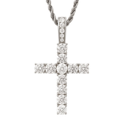 Silver Cross Necklace by 22DABE22® – unisex streetwear pendant with chain, bold urban faith-inspired fashion jewelry