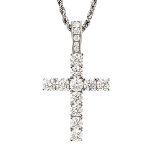 Silver Cross Necklace by 22DABE22® – unisex streetwear pendant with chain, bold urban faith-inspired fashion jewelry