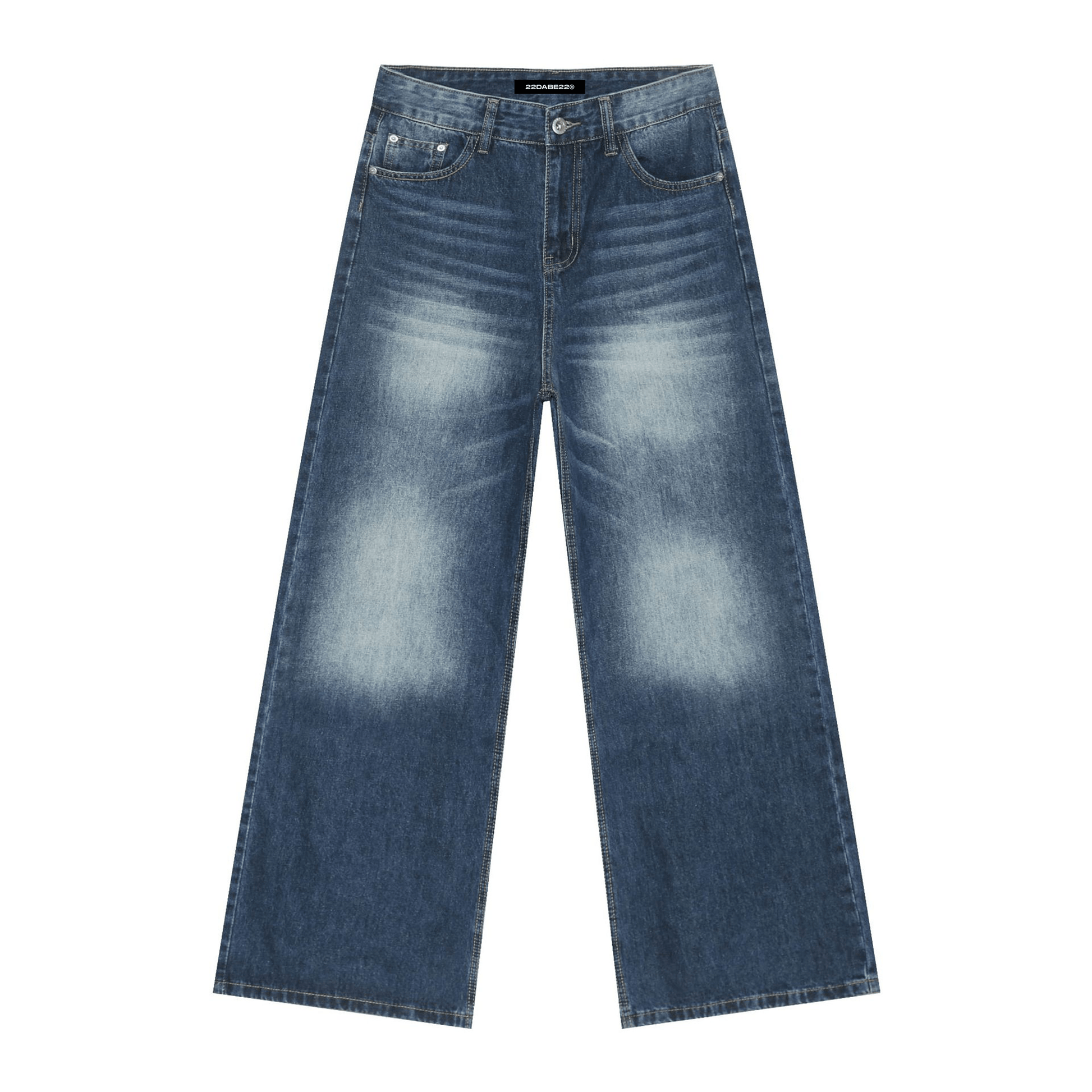 Blue Denim Jeans by 22DABE22® – classic streetwear jeans, unisex urban fashion for timeless, versatile style