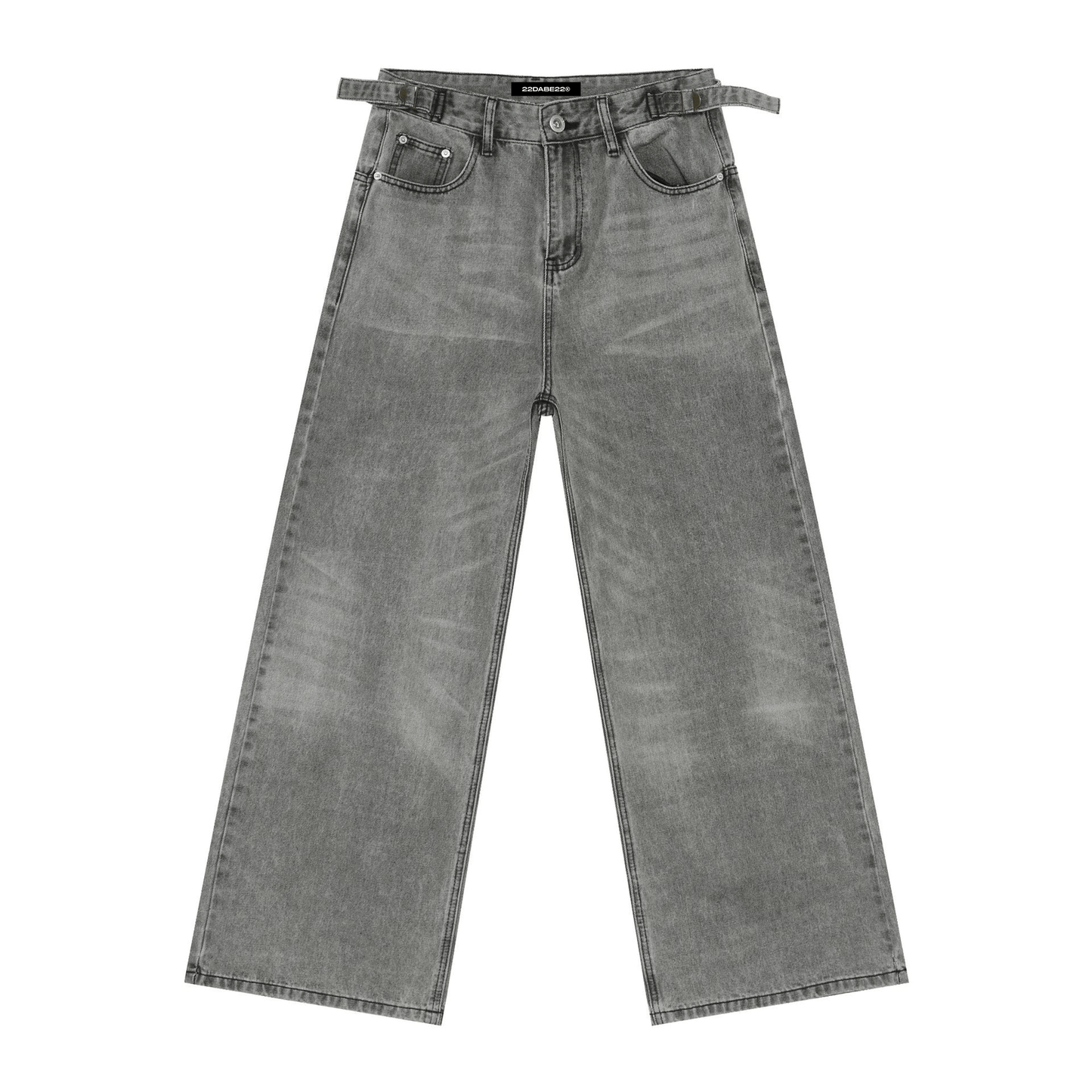 Grey Denim Jeans by 22DABE22® – sleek streetwear jeans, unisex urban fashion for versatile, edgy style