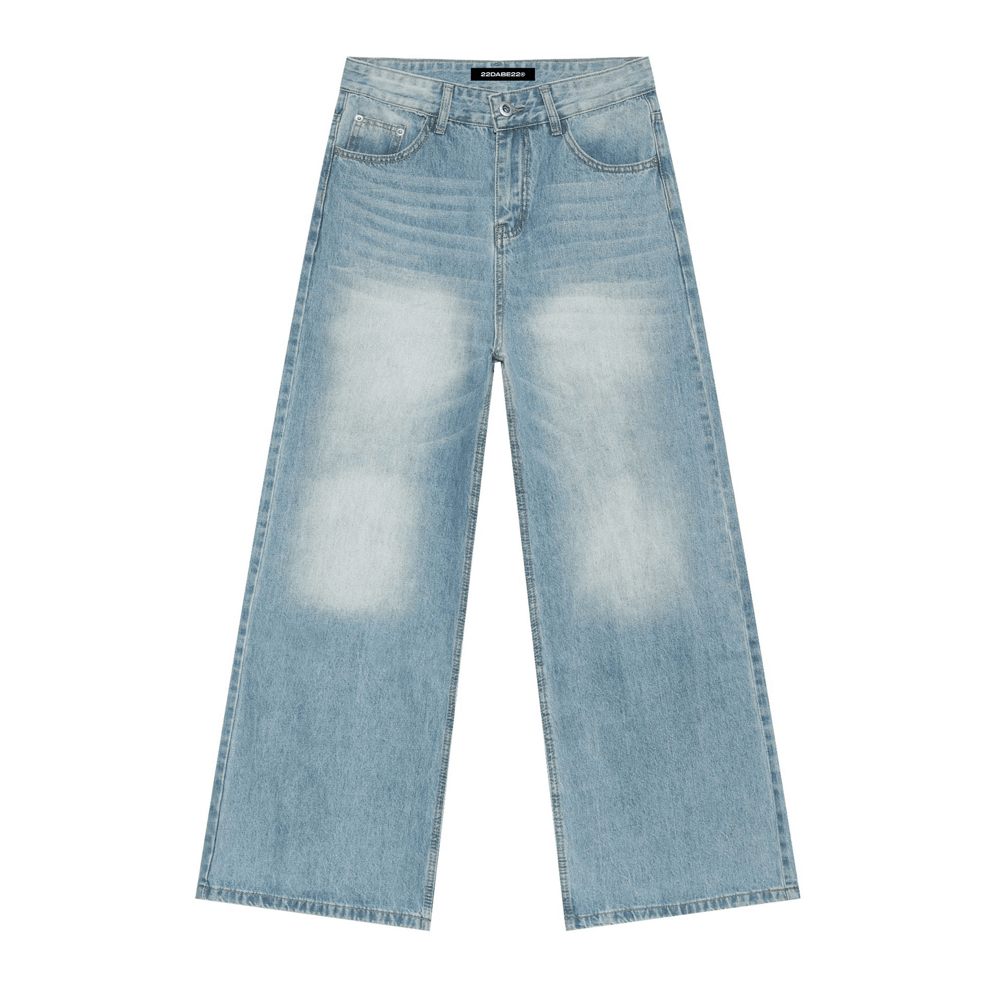 Light Blue Denim Jeans by 22DABE22® – casual streetwear jeans, unisex urban fashion for fresh, laid-back style