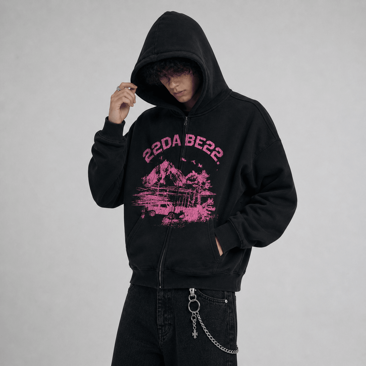 Double Zip Jacket Black Forest Pink Graphic - 22DABE22®