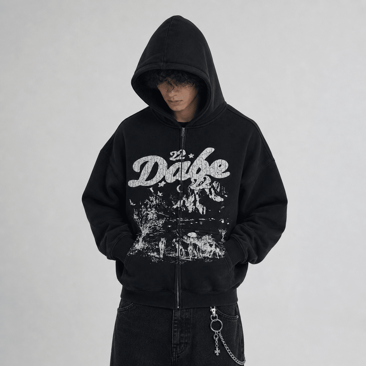 Double Zip Jacket Black Savanna White Print - 22DABE22®