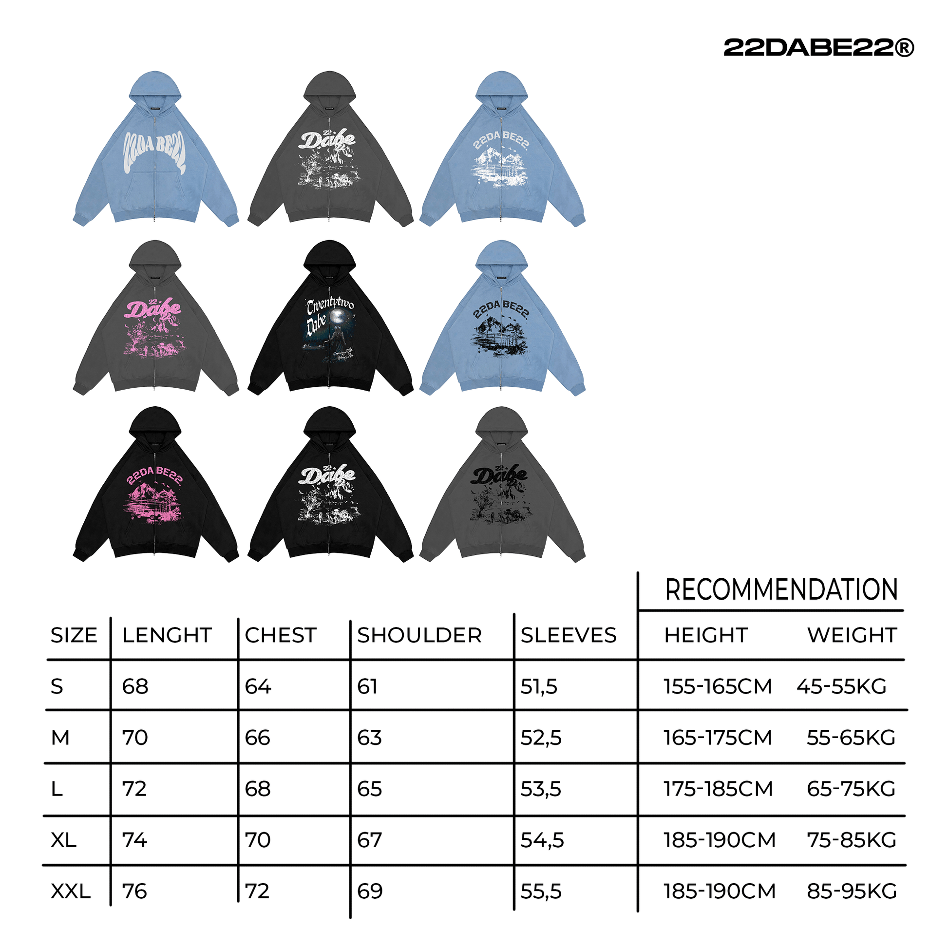 Double Zip Jacket Black Savanna White Print by 22DABE22® – Stylish streetwear jacket featuring unique white Savanna print