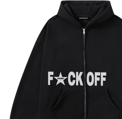 F*UCK OFF Zip Jacket by 22DABE22® Black - 22DABE22®