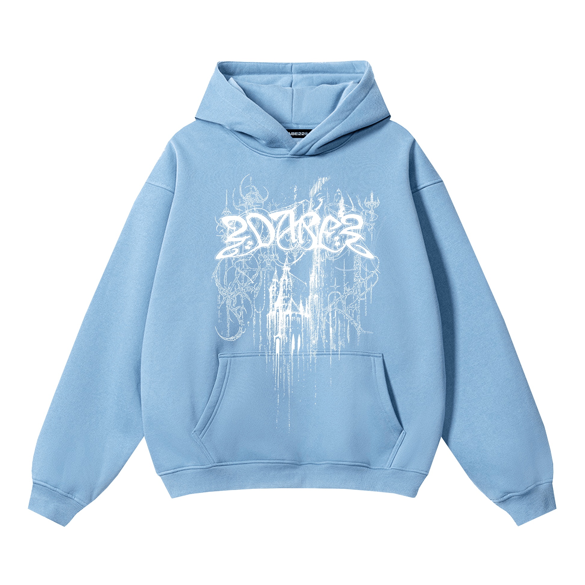 Baby Blue Sky Blue Graphic Hoodie Oversized Overdye Graphic Hoodie