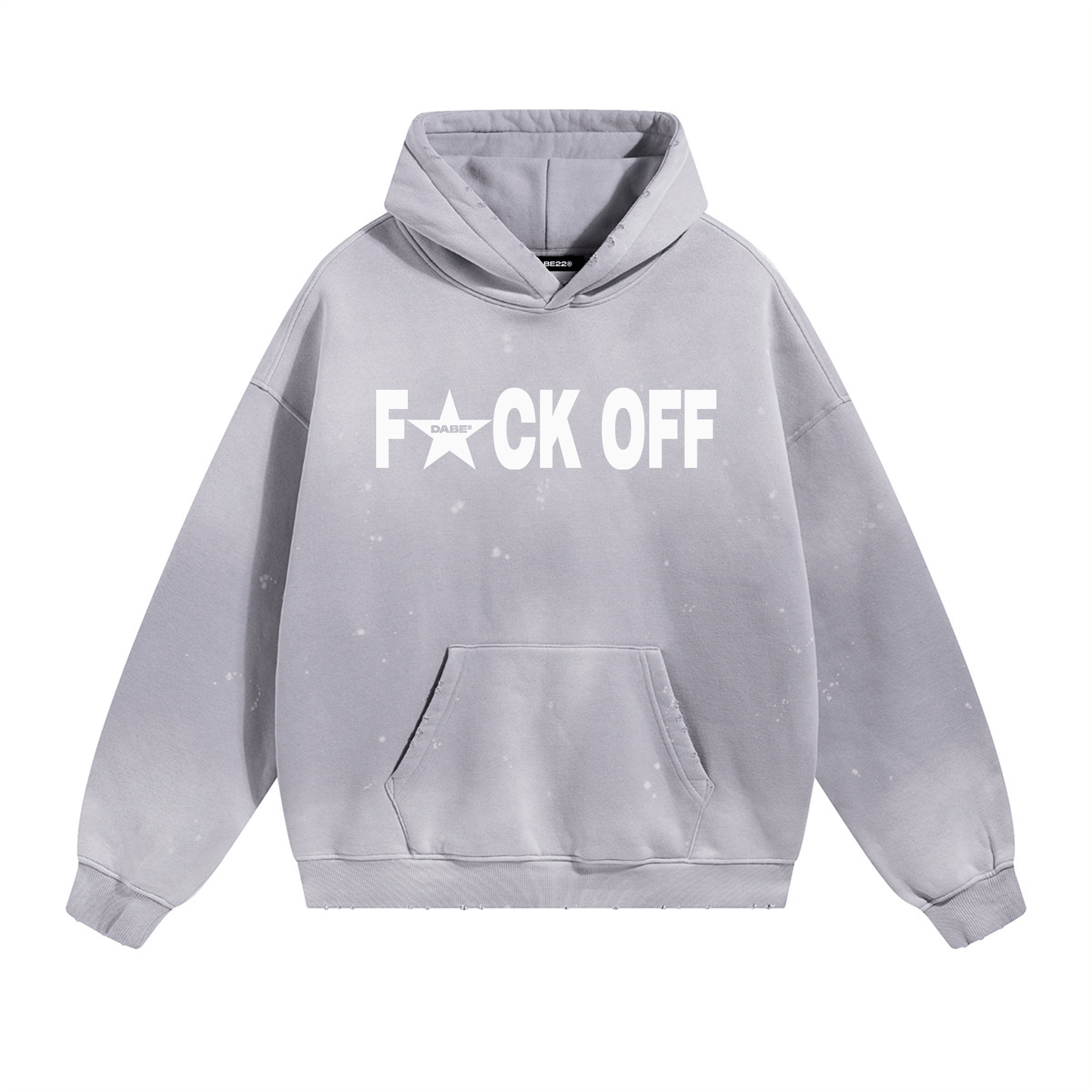 Grey 'F*UCK OFF' Hoodie by 22DABE22® – bold streetwear hoodie with graphic, unisex urban fashion for confident, edgy style