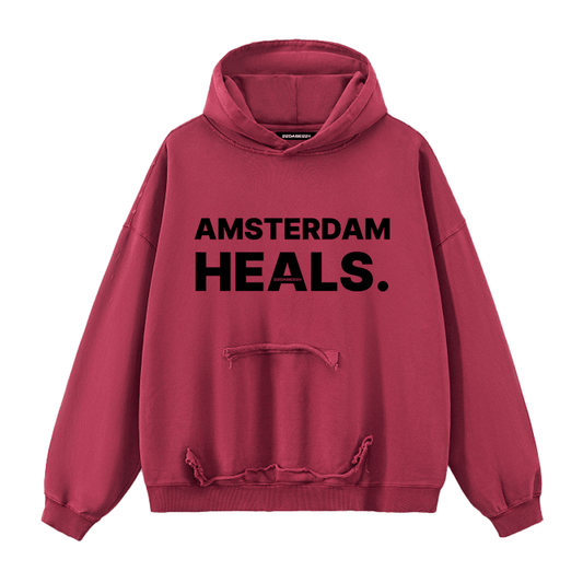 Hoodie Red 'Amsterdam Heals' by 22DABE22® - 22DABE22®