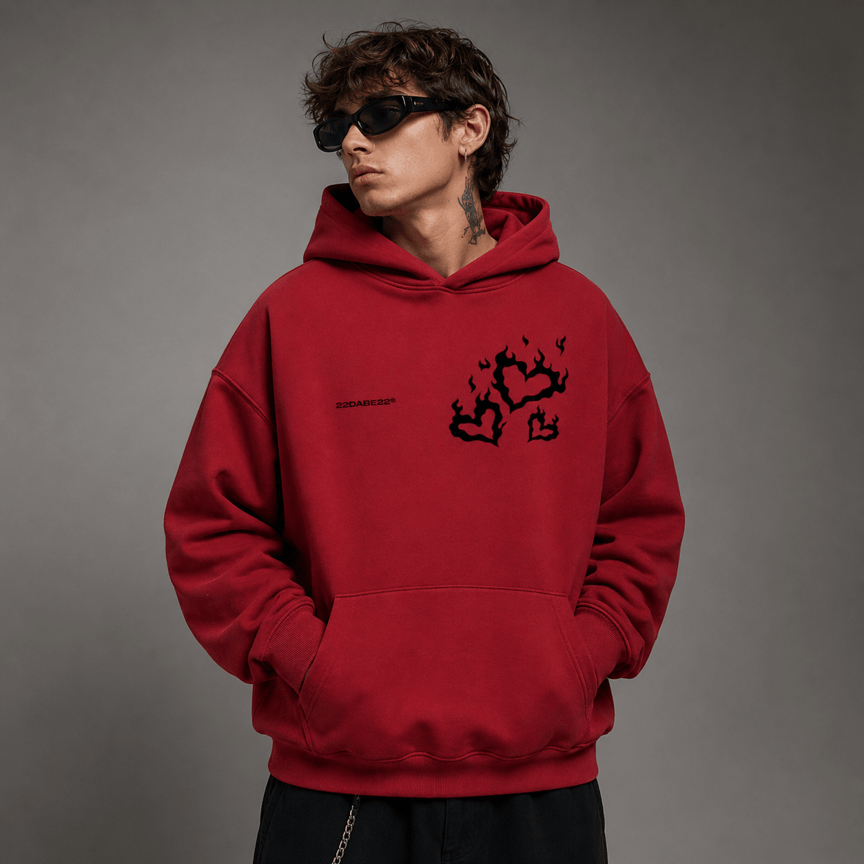 Hoodie Red Hearts by 22DABE22® - 22DABE22®