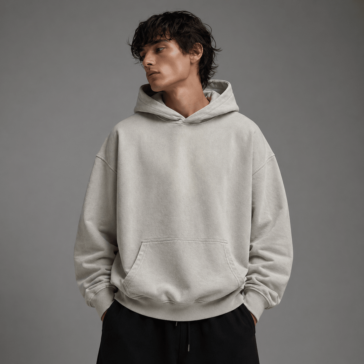 Hoodie Washed Basic Grey 22DABE22® Casual Streetwear