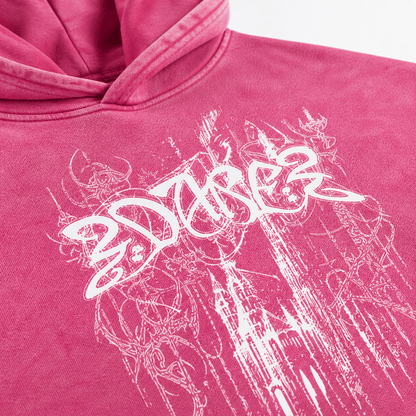 Hoodie Washed Pink Castle by 22DABE22® - 22DABE22®