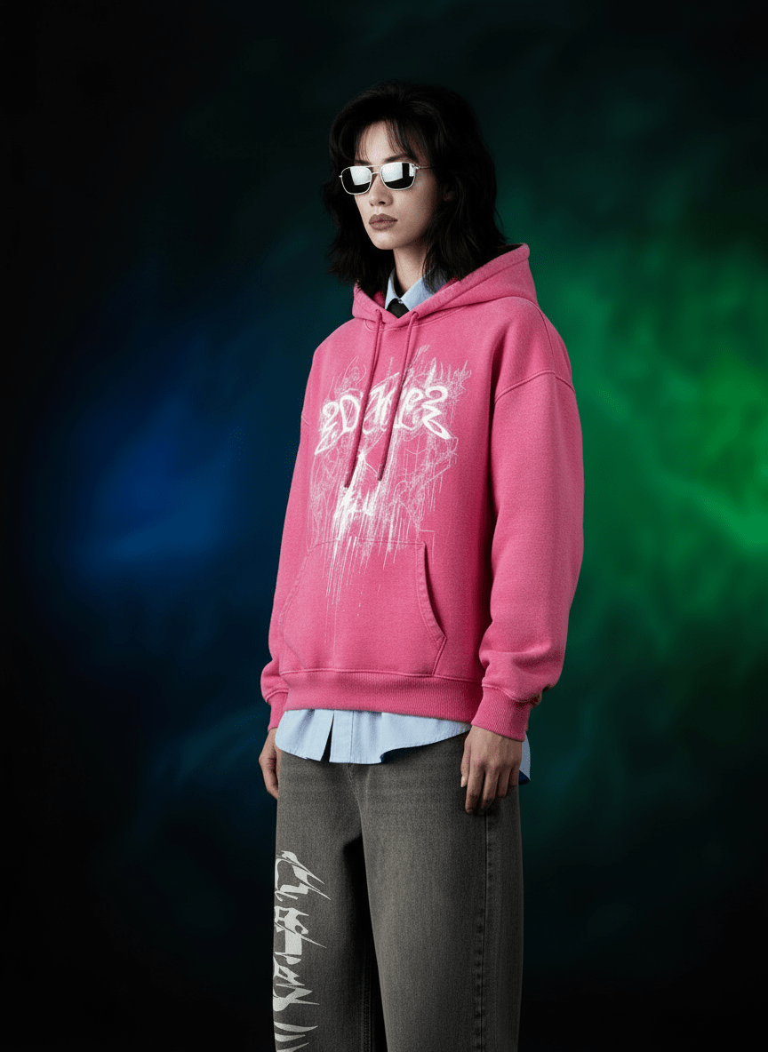 Hoodie Washed Pink Castle by 22DABE22® - 22DABE22®