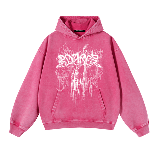 Hoodie Washed Pink Castle by 22DABE22® - 22DABE22®