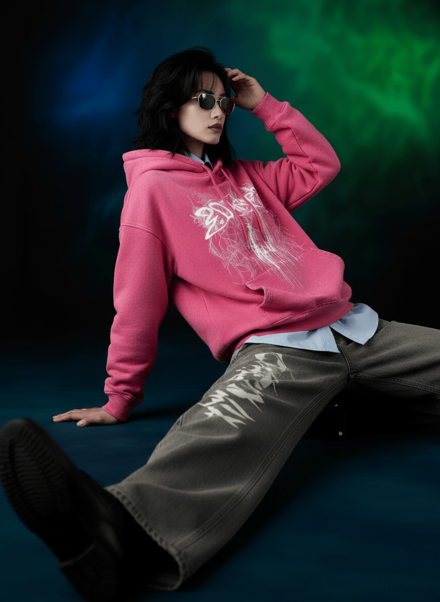 Hoodie Washed Pink Castle by 22DABE22® - 22DABE22®