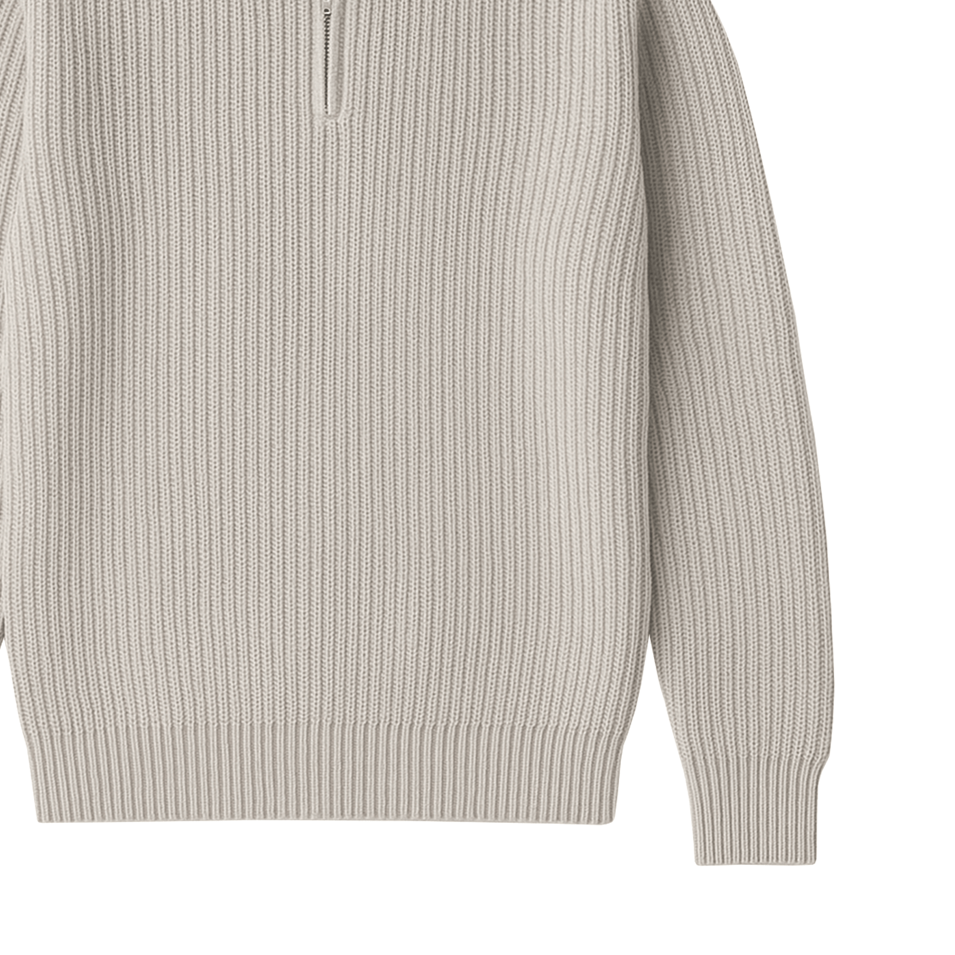 Knit Quarter Zip by 22DABE22® – light grey streetwear pullover, unisex urban fashion for comfortable, stylish layering