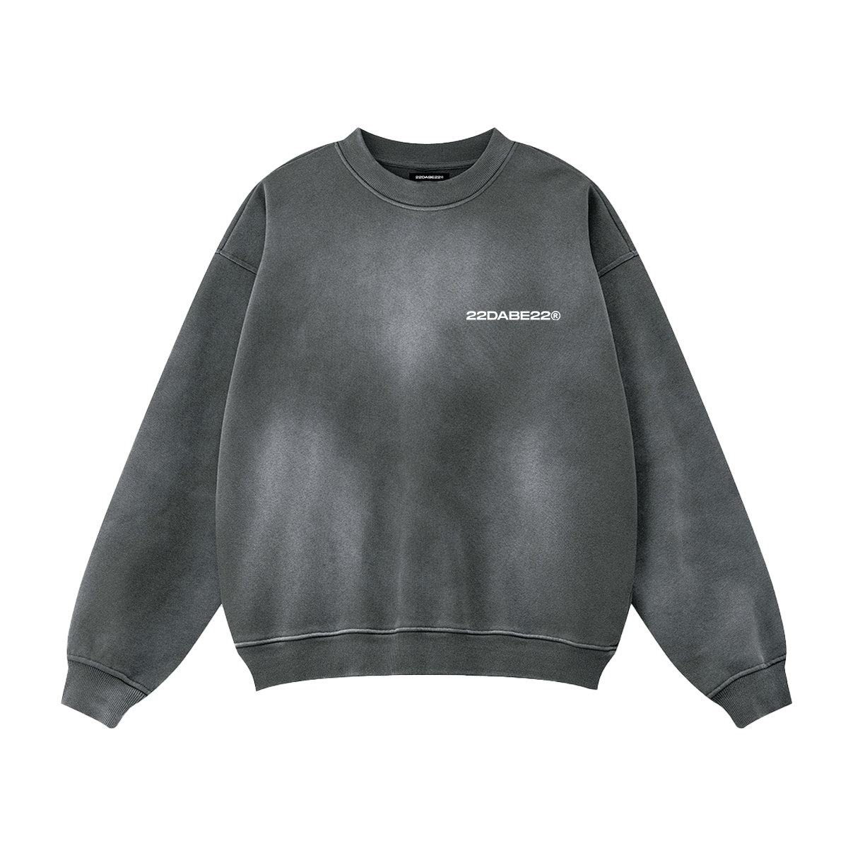 Grey Logo Pullover by 22DABE22® – minimalist streetwear hoodie, unisex urban fashion with sleek logo design for casual style