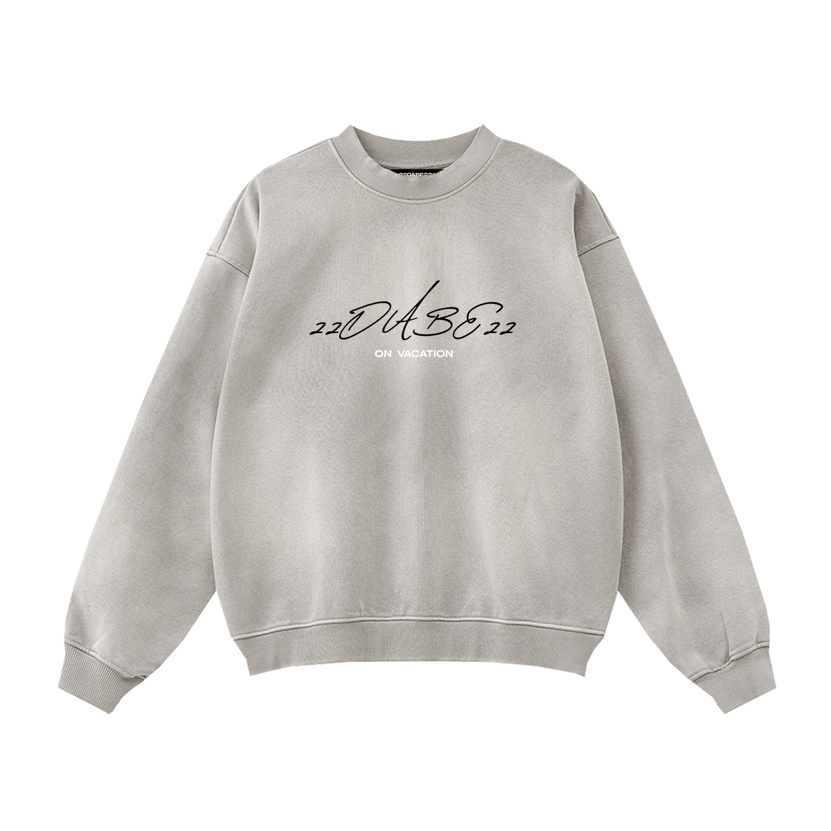 Light Grey 'ON VACATION' Pullover by 22DABE22® – casual streetwear hoodie, unisex urban fashion for laid-back vacation vibes