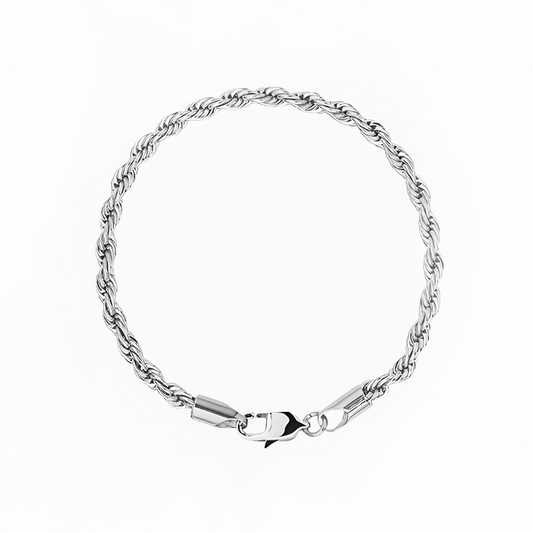 Silver Rope Bracelet by 22DABE22® – unisex streetwear chain bracelet, twisted luxury jewelry for bold urban fashion