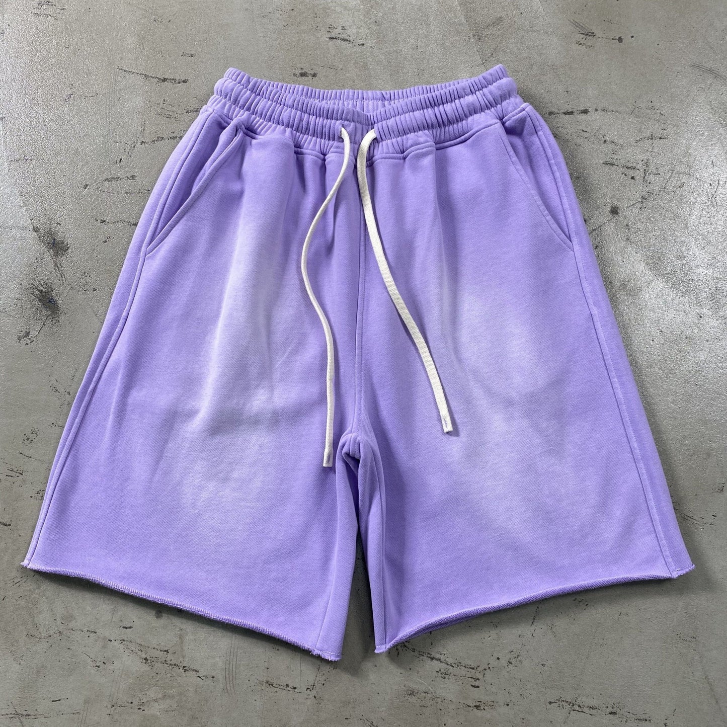 Premium Washed Basic Purple Shorts by 22DABE22® – Comfortable streetwear shorts with a vibrant purple washed design