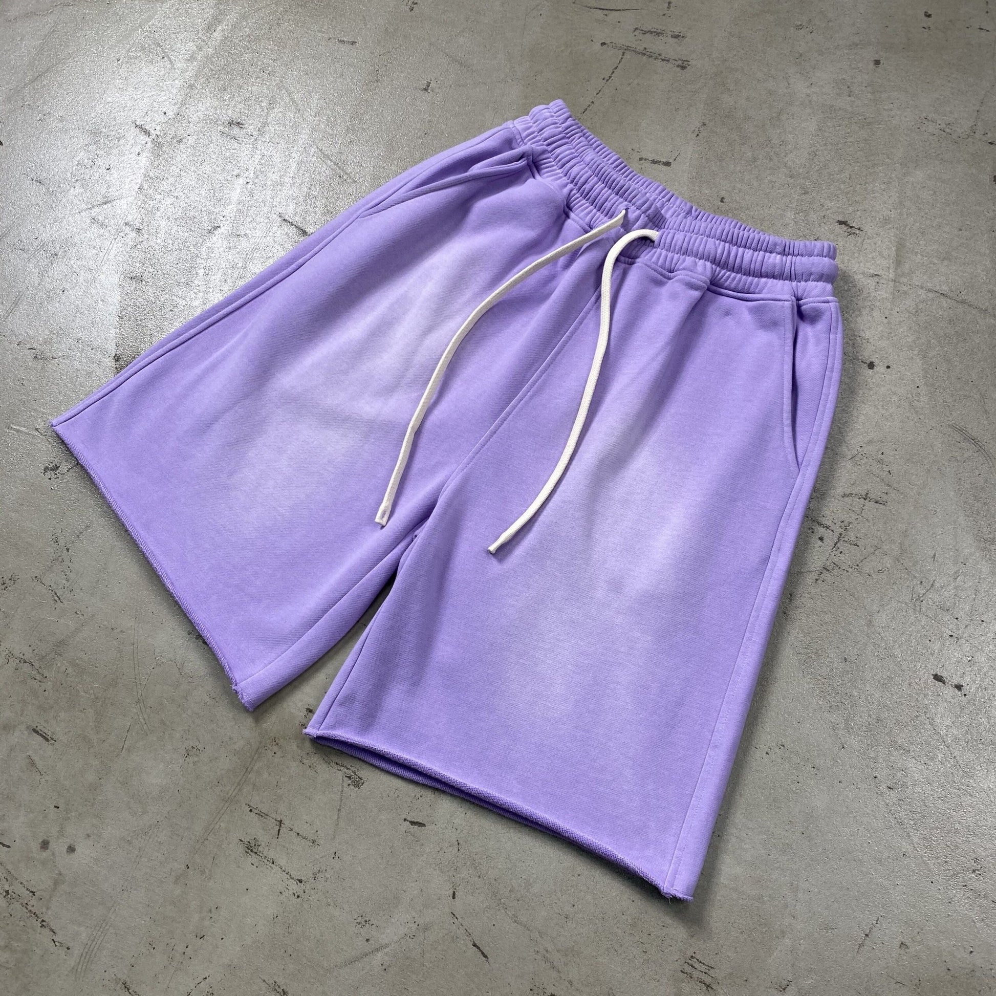 Premium Washed Basic Purple Shorts by 22DABE22® – Comfortable streetwear shorts with a vibrant purple washed design