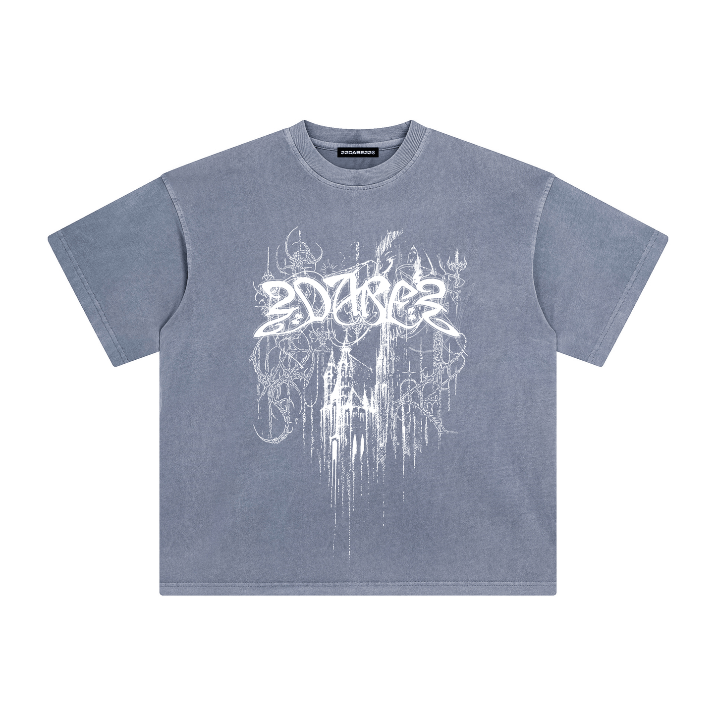 Ice Blue Castle T-Shirt by 22DABE22® featuring bold streetwear graphic – Urban fashion by 22DABE22®