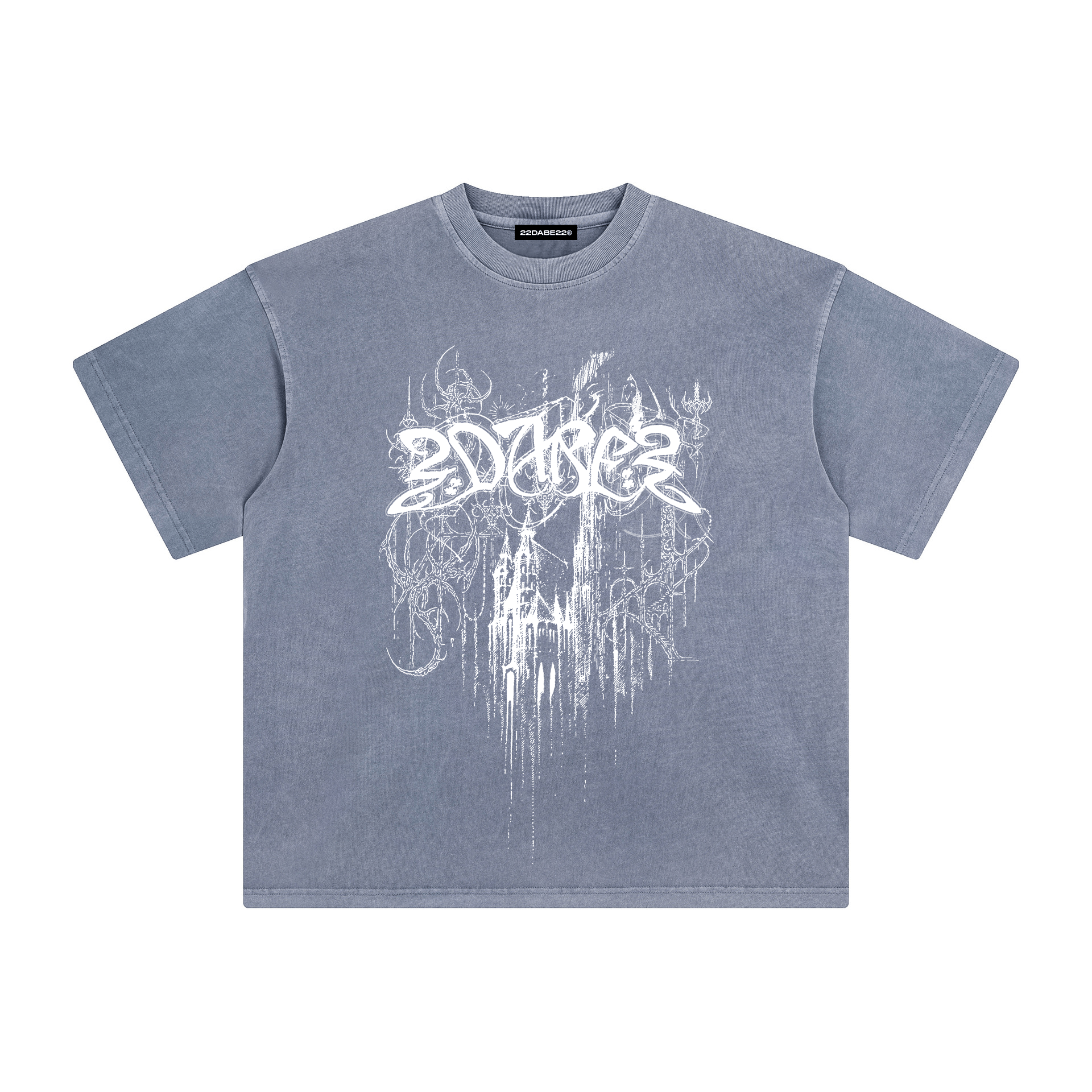 Ice Blue Castle T-Shirt by 22DABE22® featuring bold streetwear graphic – Urban fashion by 22DABE22®