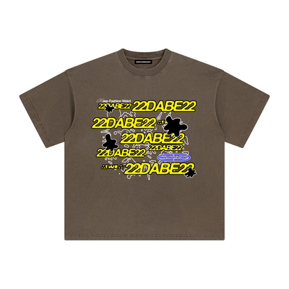 KEEP FASHION WEIRD T-Shirt Brown/Yellow by 22DABE22® – Graphic streetwear tee for bold urban fashion