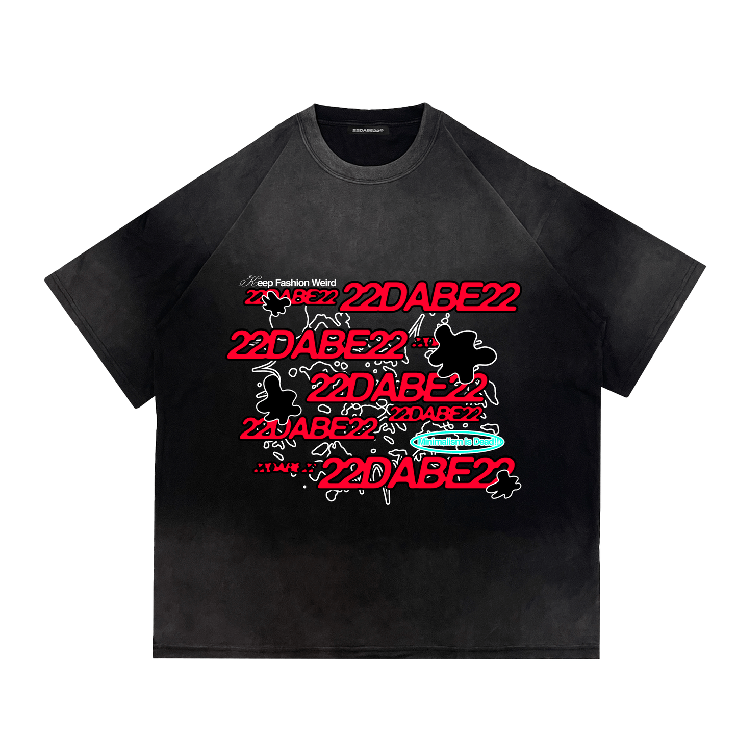 KEEP FASHION WEIRD T-Shirt Red by 22DABE22® – Bold streetwear tee for standout alternative fashion