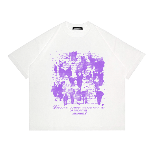T-Shirt 22DABE22® - ''PRIORITIES'' White/Purple - 22DABE22®
