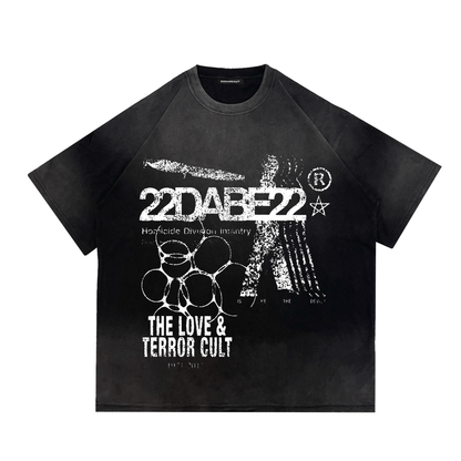 Black 'Terror' T-Shirt by 22DABE22® – Bold graphic streetwear tee with edgy design for urban style