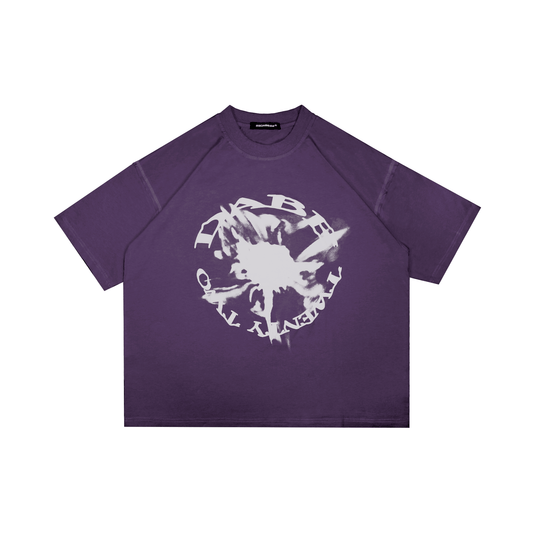 22DABE22® dark purple T-shirt with Strobe design – bold streetwear tee for men, vibrant urban fashion style