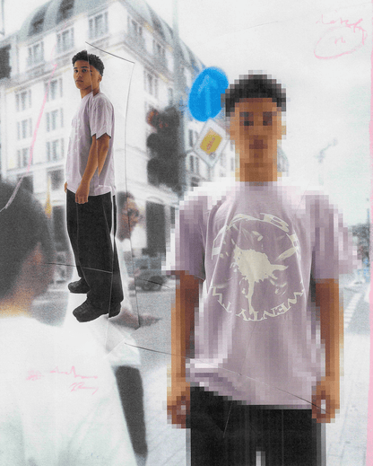22DABE22® light lavender T-shirt with Strobe design – men's streetwear tee, vibrant urban fashion style