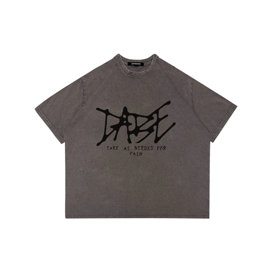 T-shirt Washed Grey Black Logo Print - 22DABE22®