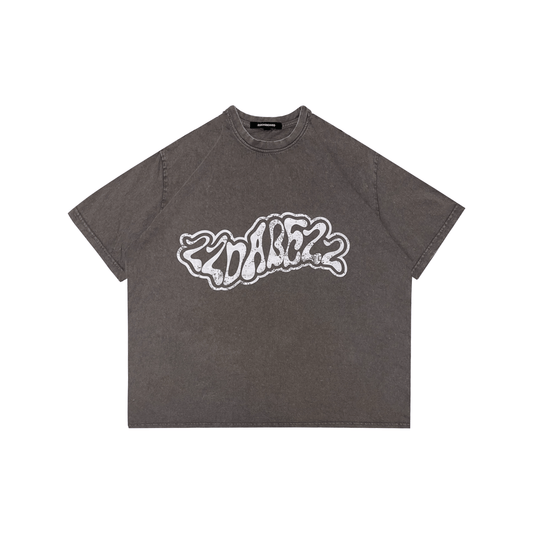 T-shirt Washed Grey White Logo Print - 22DABE22®