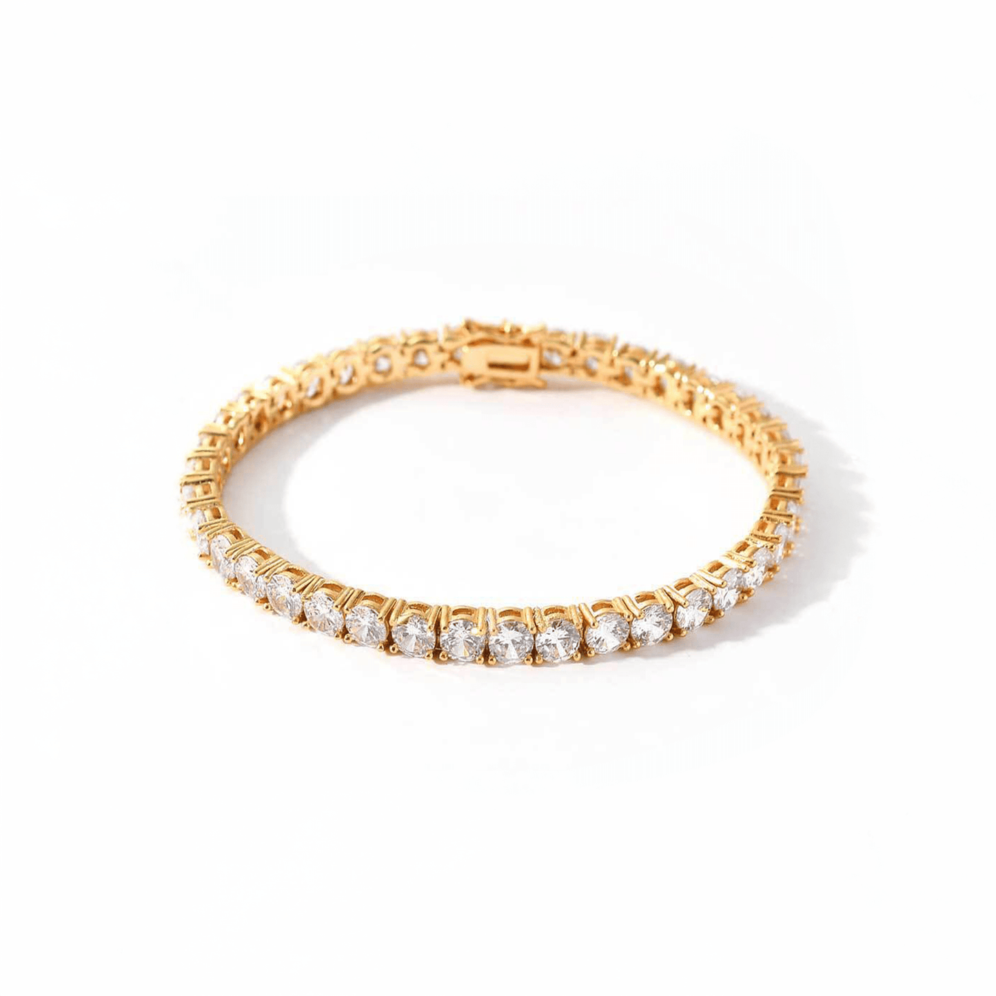 Gold 4mm Tennis Bracelet by 22DABE22® – unisex iced-out streetwear bracelet, luxury urban jewelry for bold fashion