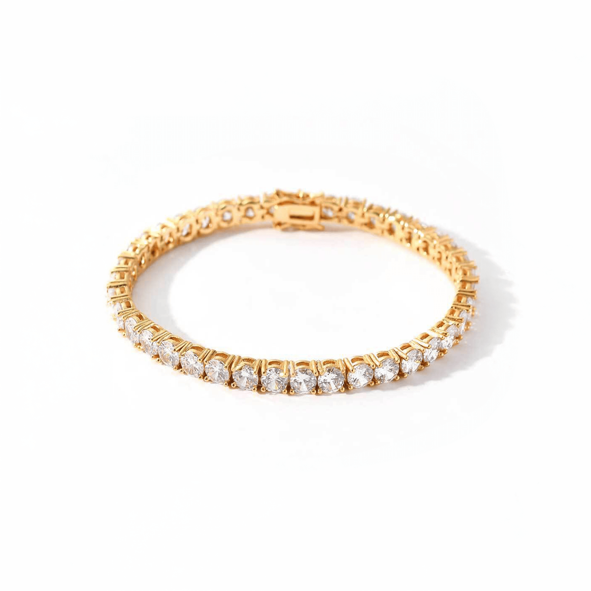 Gold 4mm Tennis Bracelet by 22DABE22® – unisex iced-out streetwear bracelet, luxury urban jewelry for bold fashion